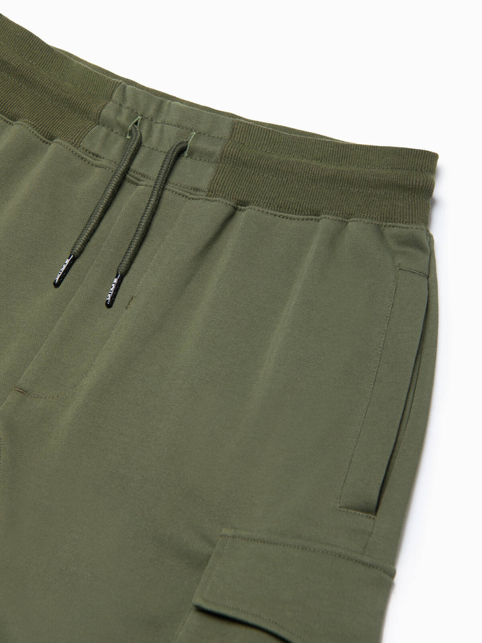 Men's shorts with cargo pockets - olive V4 OM-SRSK-0106