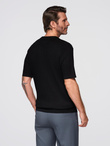 Men's buttonless polo shirt with open collar - black V2 OM-POSS-0160