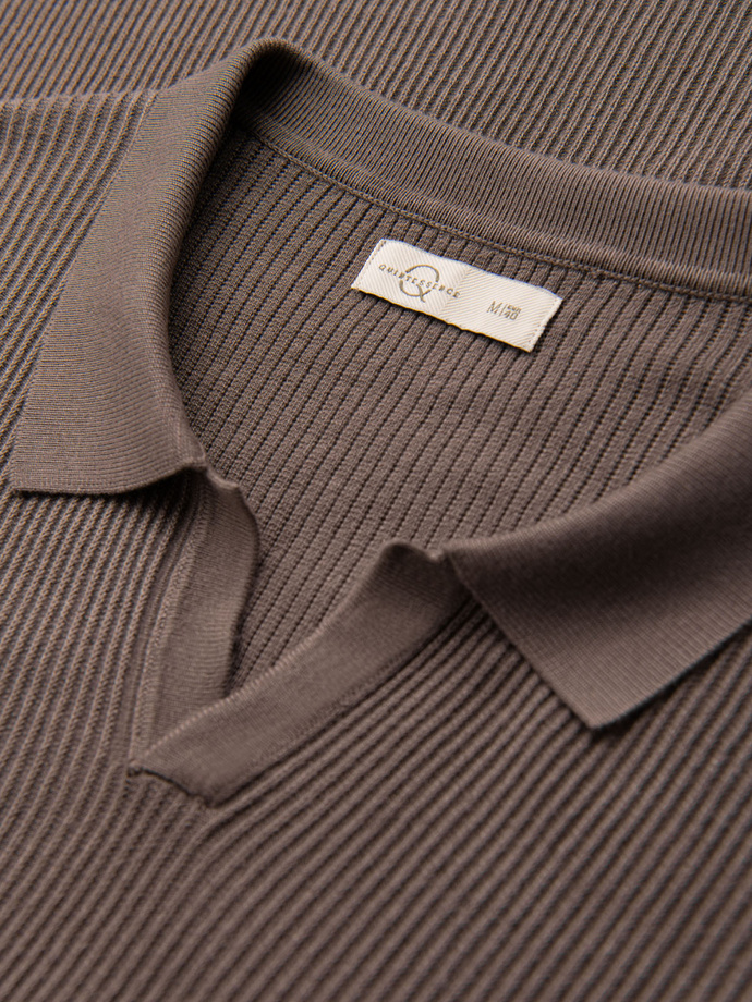Men's buttonless polo shirt with open collar - ash V4 OM-POSS-0160