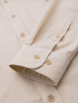 Men's linen shirt with classic collar and pockets REGULAR FIT - cream V3 OM-SHCS-0134