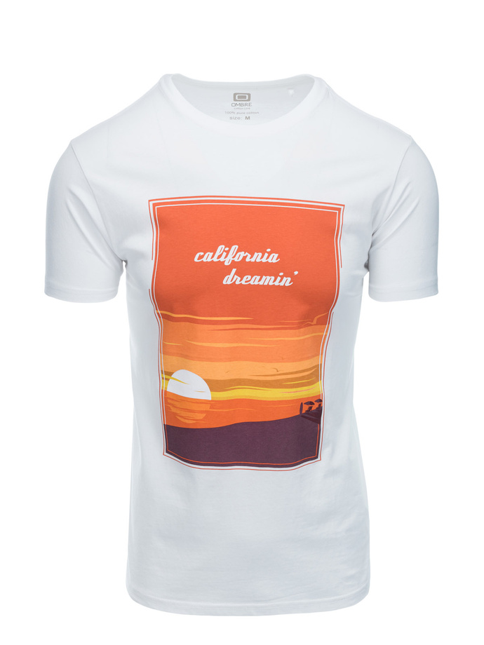 Men's printed t-shirt V-1A- white S1434