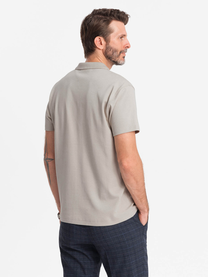 Men's polo shirt with zippered collar - ash V2 OM-POSS-0132