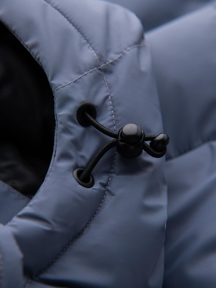 Warmed quilted men's jacket with raglan sleeves - extinguished purple V6 OM-JAHP-0302