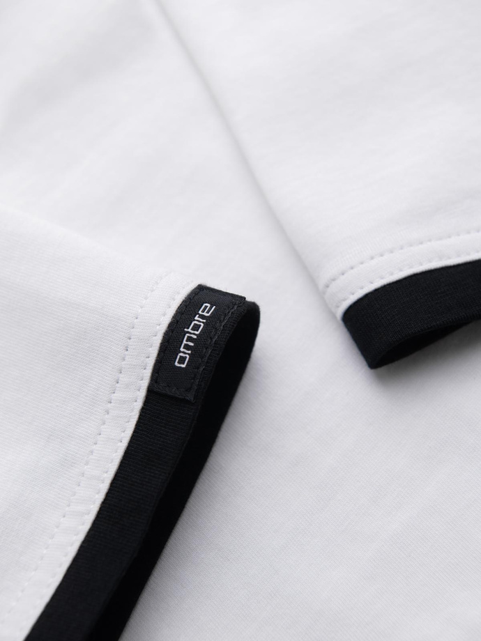 Men's SLIM FIT T-shirt with round neckline and logo - white V1 OM-TSCT-0220