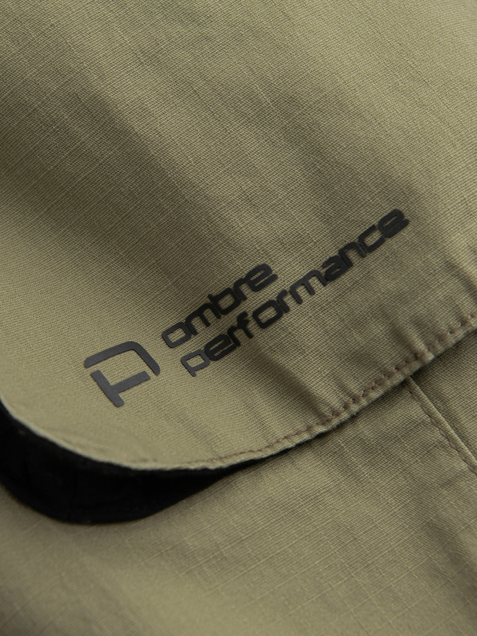Men's JOGGER pants with zippered cargo pockets - light olive V1 OM-PAJO-0135