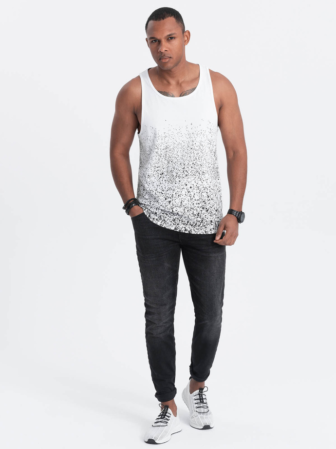 Tank top męski bawełniany z gradientowym nadrukiem - biały V1 OM-TSTT-22SS-001