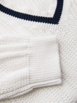 Knitted monochrome men's viscose cardigan - navy blue V1 OM-SWCD-0126