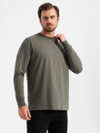 Men's cotton LOOSE FIT longsleeve with round neckline - gray-green V3 OM-LSBC-0129