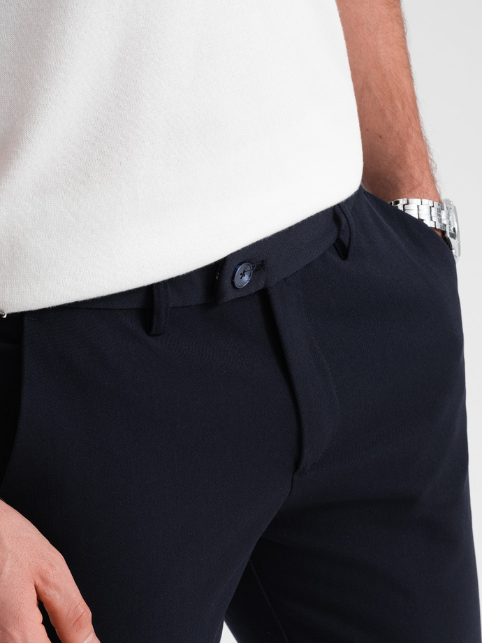 Spodnie męskie eleganckie chino SLIM FIT - granatowe V3 OM-PACP-0191
