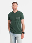 Ombre Streetstyle men's cotton t-shirt with pocket print - dark green V4 OM-TSCT-0108