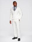 Knitted monochrome men's viscose cardigan - navy blue V1 OM-SWCD-0126