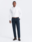 Men's classic chino pants with fine texture - navy blue V3 OM-PACP-0188