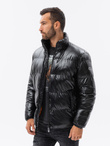 Kurtka męska zimowa puffer błyszcząca - czarna V1 C545