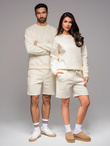 Unisex sweat shorts with drawstring waist - cream V2 OU-SRBC-0101