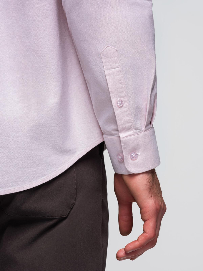 Cotton pastel men's oxford shirt - light pink V1 OM-SHOS-0183