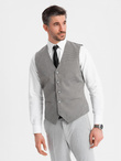Men's jacquard casual vest without lapels - gray V2 OM-BLZV-0111