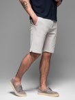 Krótkie spodenki męskie SLIM FIT z melanżowej strukturalnej dzianiny – jasnoszare V5 OM-SRCS-0166