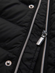 Men's quilted jacket with combined materials and hood - navy blue V3 OM-JALJ-0266