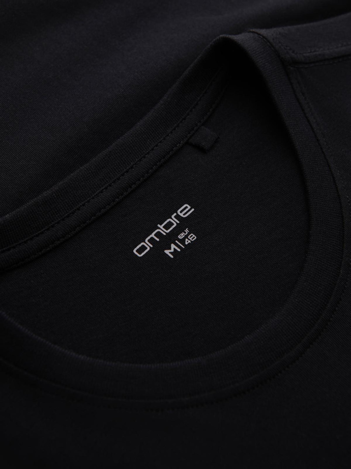 Men's cotton t-shirt with large inscription - black V2 OM-TSPT-0193