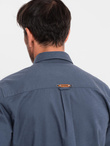 Men's linen shirt with classic collar and pockets REGULAR FIT - blue V4 OM-SHCS-0134