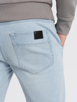 Men's JOGGER denim pants with rubbing - light blue V1 OM-PADJ-0150