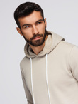 Men's BASIC kangaroo hooded sweatshirt - light beige V1 B1674