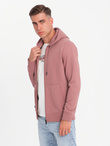 Rozpinana bluza męska dresowa BASIC – ciemnoróżowa V4 OM-SSBZ-0160