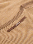 Men's cotton sweater with patch and raglan sleeves - brown V4 OM-SWSW-0121