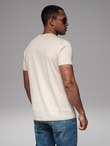 Men's cotton t-shirt with rock style print - cream V1 OM-TSPT-0199