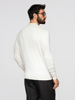 Men's knitted half turtleneck with viscose - cream V4 OM-SWTN-0100