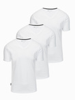 Set of shirts with V neckline and elastane and subtle logo 3-pack - 3x white V2 Z100