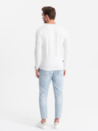 Set of men's SLIM FIT longsleeves with V-neck and logo 2-pack - 2x white V4 Z103