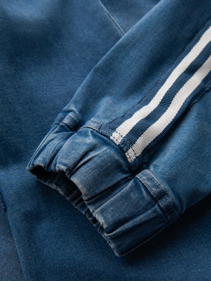 Men's denim joggers with piping - blue V3 OM-PADJ-0156