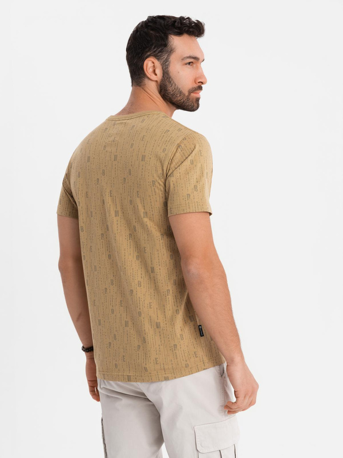 Printed cotton T-shirt with round neckline - dark olive V3 OM-TSFP-0225