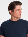 Classic BASIC men's cotton T-shirt - navy blue V2 OM-TSBS-0146