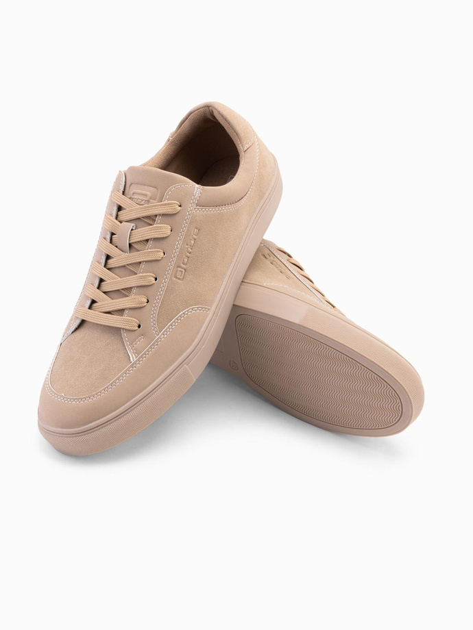 Monochromatyczne buty męskie w stylu streetwearowym – piaskowe V1 OM-FOTL-0183