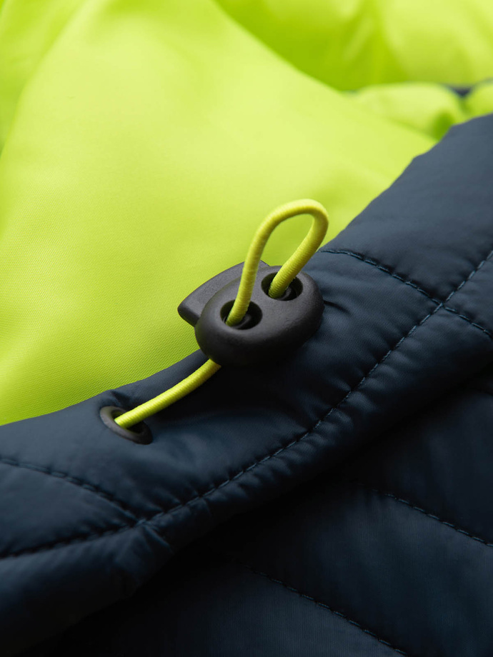 Men's quilted nylon sports style jacket - lime green V4 OM-JALP-0185