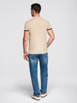 Men's collarless polo shirt - beige V5 OM-TSCT-0156