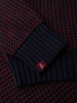 Knitted monochrome men's viscose cardigan - navy blue V1 OM-SWCD-0126