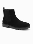 Wsuwane zamszowe buty męskie z wysoką cholewką – czarne V1 OM-FOBO-0173