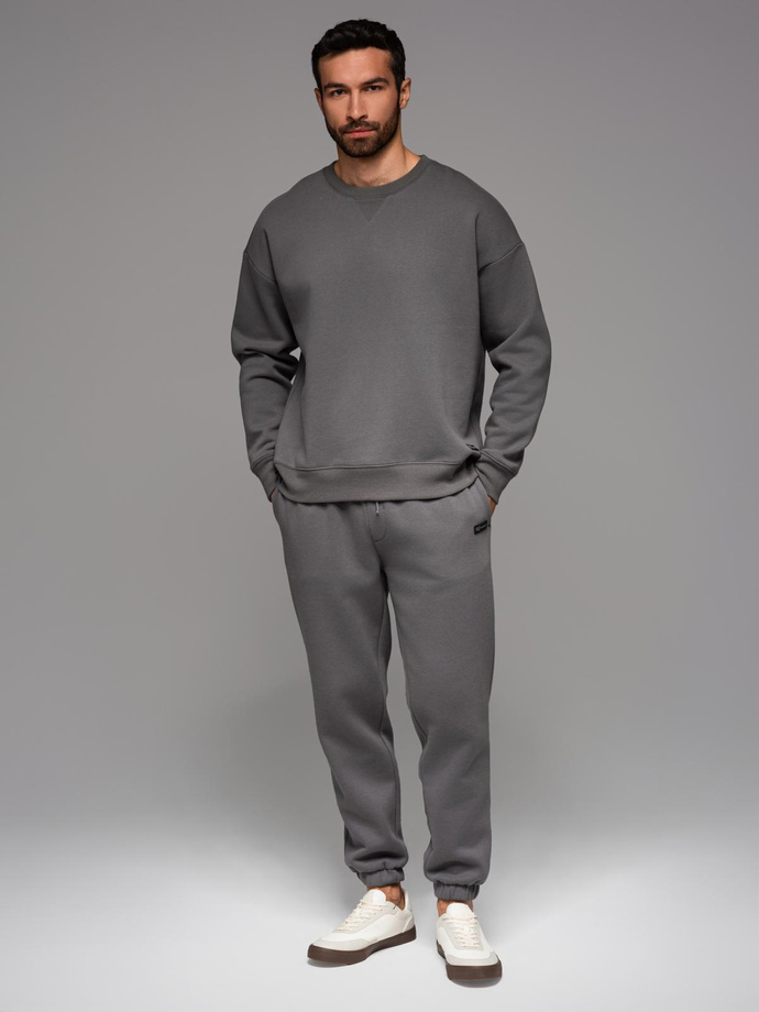 Klasyczne spodnie dresowe ze ściągaczami unisex– szare V18 OU-PSBC-0100