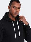 Men's non-stretch hoodie - black V1 OM-SSBN-0120