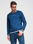 Unbuttoned men's sweatshirt with stand-up collar and hood - black V1 OM-SSZP-0216