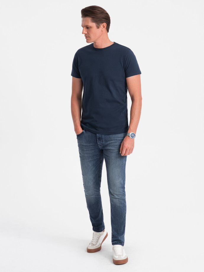 Classic BASIC men's cotton T-shirt - navy blue V2 OM-TSBS-0146