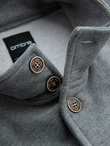 Washed men's sweatshirt with decorative stitching at the neckline - navy blue V4 OM-SSDS-0131