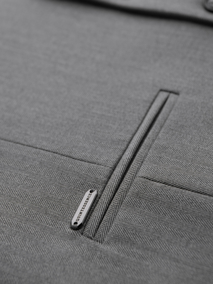 Elegant men's SLIM FIT herringbone vest - grey V1 OM-BLZV-0143