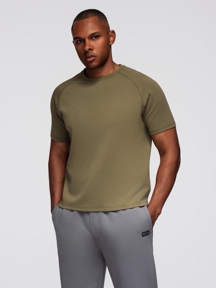 Men's COMFORT FIT T-shirt with raglan sleeves - olive V4 OM-TSCT-0240