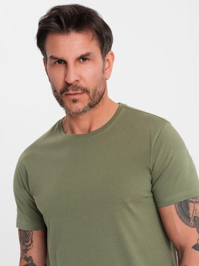 BASIC men's classic cotton T-shirt - khaki V6 OM-TSBS-0236