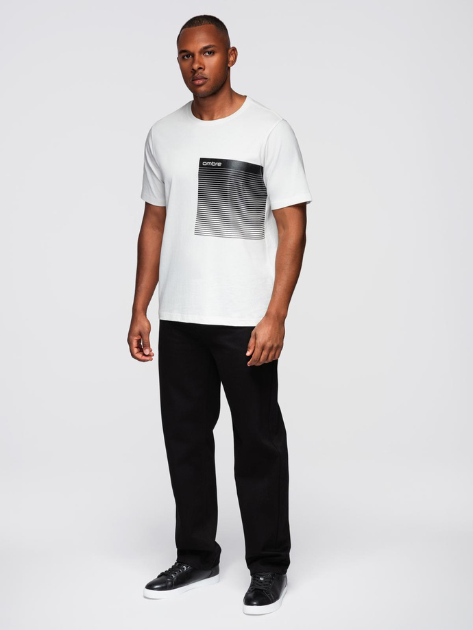 Men's cotton t-shirt with graphic print - white V1 OM-TSPT-0246
