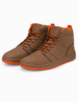 Buty męskie ocieplane sneakersy za kostkę - camel V5 OM-FOSH-0123
